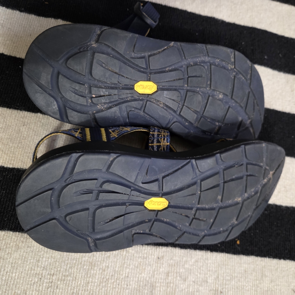 Chaco‎ Women's Navy and Yellow Strappy Sandals - Picture 2 of 9